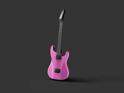 Pink Electric Guitar As Entertainment Appliance With Modern Design And Stylish Look 3d model