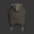 White Fluffy Sheep Standing on Dark Reflective Surface with Soft Gray Background 3d model