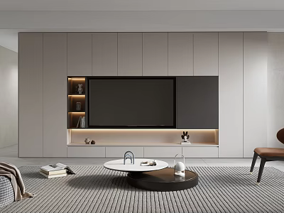 Modern TV Stand With Built-in TV Storage Cabinets And LED Lighting 3d model