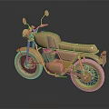 Golden Metallic Motorcycle With Classic Design And Dark Background Reflection
