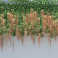 Lush Green Hanging Vines with Cascading Leaves Decorating Wall Surface 3d model