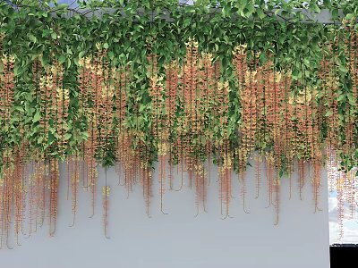 Lush Green Hanging Vines with Cascading Leaves Decorating Wall Surface 3d model