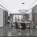 Modern Living And Dining Room Interior With Sofa Coffee Table TV And Dining Set