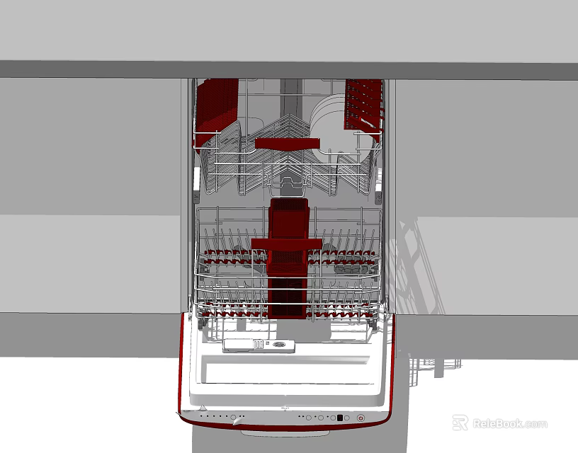 Kitchen Dishwasher Appliance With Interior Racks And Storage Design For Home Use 3d model 