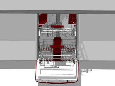 Kitchen Dishwasher Appliance With Interior Racks And Storage Design For Home Use 3d model