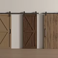 Wooden Sliding Doors With Cross Pattern Design Various Colors Black Rail And White Wall Background