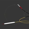 Medical Catheter With White Body Black Component Yellow Flexible Cable And Red Silver Tip