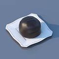 Rich Chocolate Truffle Served On White Square Plate With Dark Background 3d model