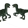 Realistic Reptile Dinosaur Models With Green Spotted Skin Standing Facing Each Other