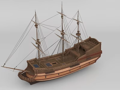 Wooden Sailing Ship Model With Multiple Masts Detailed Rigging And Wooden Deck 3d model Wooden Sailing Ship Model With Multiple Masts Detailed Rigging And Wooden Deck 3d model