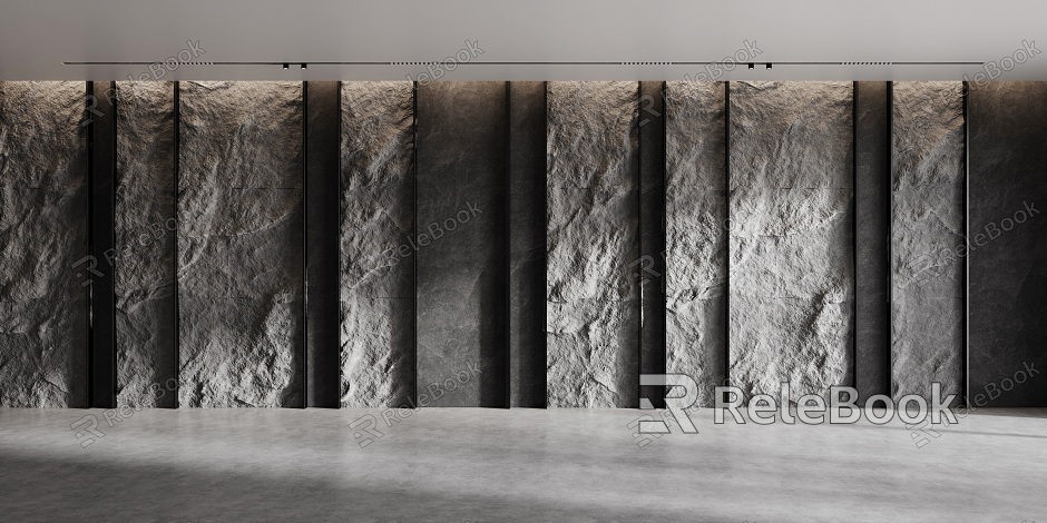 Modern interior living room culture stone background modeling wall stone wall rock wall steel plate rock culture stone background wall model