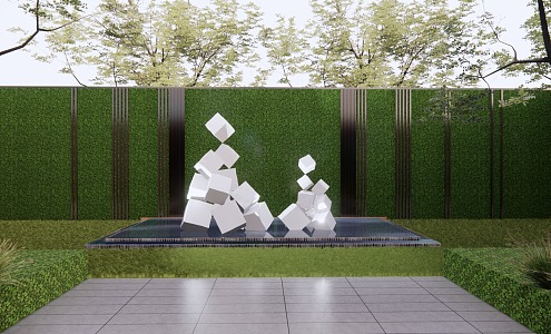 Modern Urban Sculpture Geometric Hollow Building Block Landscape Sculpture Commercial Street Outdoor Creative Art Installation 3d model