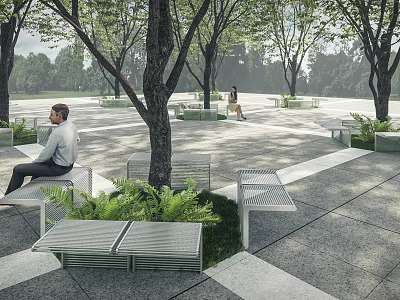 Modern Tree Pool Outdoor Stool 3d model