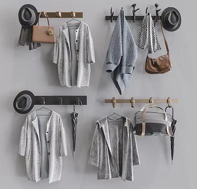 Wall Mounted Hooks For Hanging Coats Cardigans Hats And Handbags 3d model