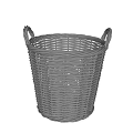 Gray Woven Rattan Storage Basket With Two Handles For Home Organizing