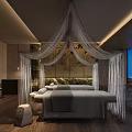 Serene SPA Sauna Room With White Canopy Massage Bed Wooden Flooring And Large Windows