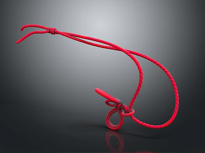 Red Rope With Intricate Knots And Loop Structure On Dark Background 3d model