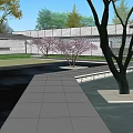 Modern Scenic Wall Landscape Design With Water Pool Walkway And Green Plants