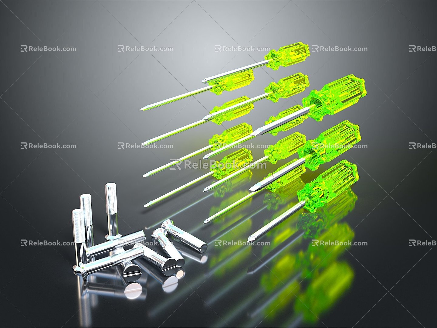 Screwdriver flat screwdriver Phillips screwdriver screwdriver screwdriver tool hardware tool processing tool 3d model