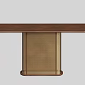 Modern Walnut Console Table With Textured Metal Base And Minimalist Design 3d model