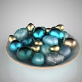Children's Colorful Decorated Eggs With Blue Gold Silver And Sparkle Patterns