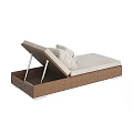Beige Cushion Sofa Bench With Brown Rattan Frame And Decorative Pillow