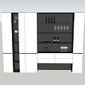 Modern White And Black Wine Cabinet With Storage Shelves For Wine Bottles And Glassware