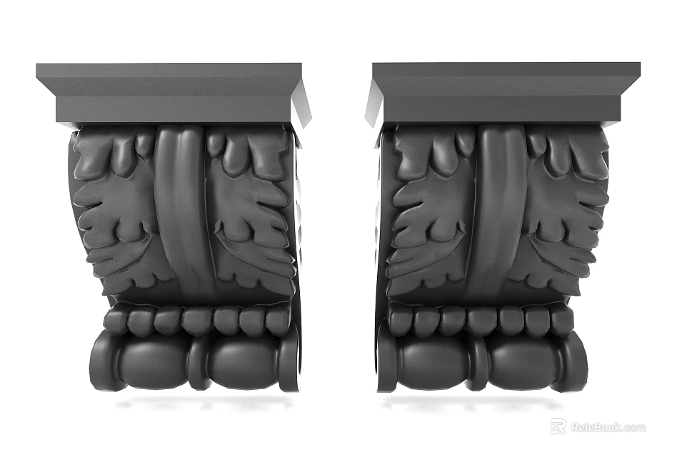Classical Leaf Carved Decorative Corbel With Intricate Patterns And Smooth Finish Design 3d model 