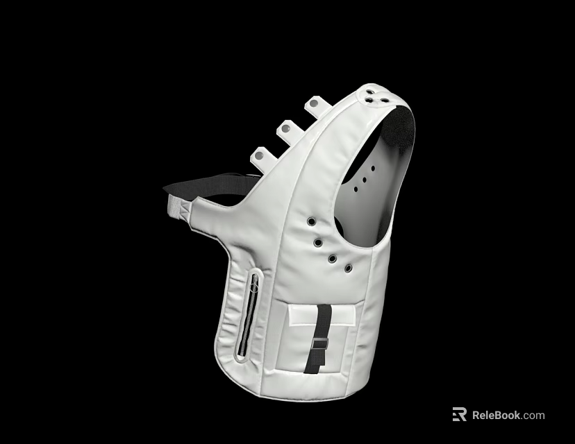 White Protective Sports Vest With Adjustable Straps And Ventilation Holes 3d model 