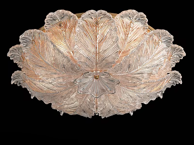 Elegant Glass Chandelier with Petal Leaf Design and Golden Tinted Transparent Shades for Luxurious Decor 3d model