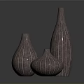 Artistic Handcrafted Modern Sculpture Carving Three Striped Vases Decorative Design