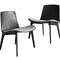 Modern Wooden Leisure Chair With Upholstered Seat And Black Legs Two Piece Minimalist Design