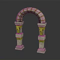 Classical Stone Arch Structure Featuring Golden Accents And Decorative Columns 3d model