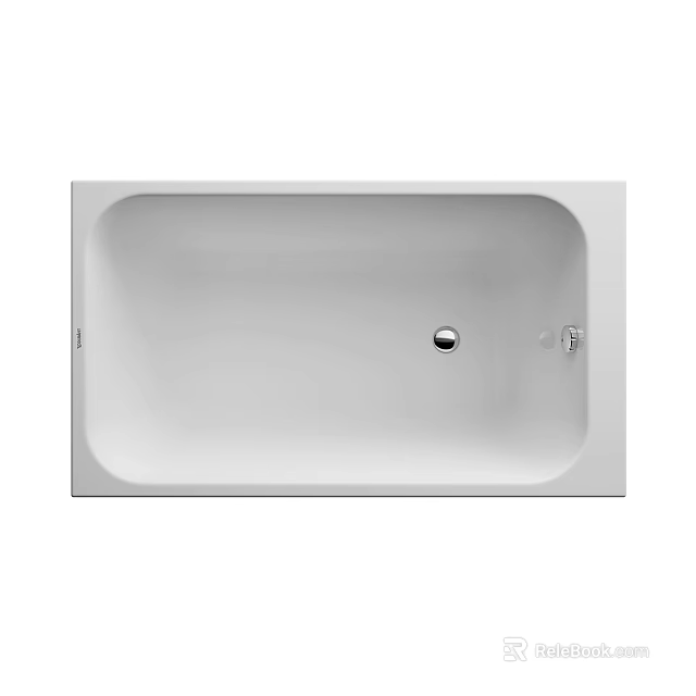 Modern Rectangular Bathtub In Bathroom Interior With Sleek Surface And Drain Fixture 3d model 