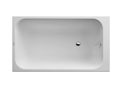 Modern Rectangular Bathtub In Bathroom Interior With Sleek Surface And Drain Fixture 3d model