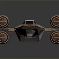 Red And White Starfighter Spaceship With Multiple Engines And Streamlined Design