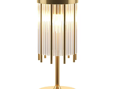 Elegant Modern Table Lamp With Golden Base And Transparent Column Accents 3d model