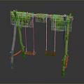 Natural Wooden Swing With Green Vines And Two Seats For Outdoor Use