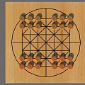 Traditional Wooden Board Game Board with Grid Design and Red Green Pieces