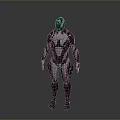 Futuristic Armored Robot Design With Silver Red Exoskeleton And Sleek Mechanical Body