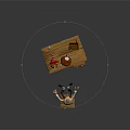 Old Man And Little Character Interacting With Small Creature On Wooden Workbench With Tools