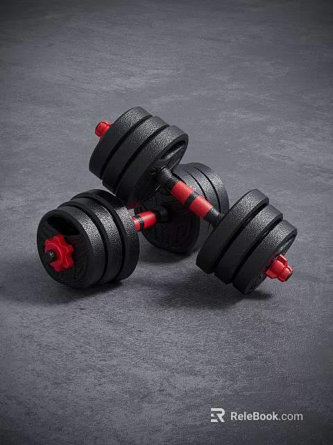 Adjustable Dumbbells Black With Red Accents Design For Home Gym Strength Training 3d model 