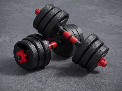 Adjustable Dumbbells Black With Red Accents Design For Home Gym Strength Training 3d model