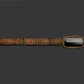 Primitive Stone Weapon With Orange Wooden Handle Leather Bindings And White Stone Head