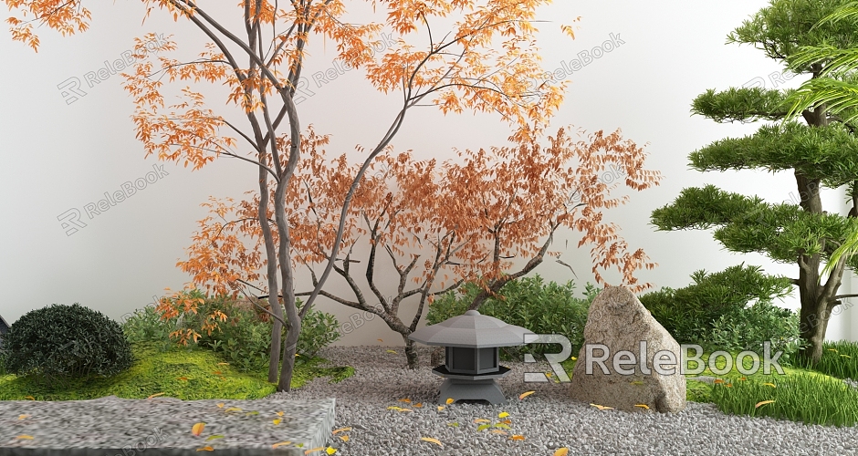 New Chinese style courtyard landscape sketch model