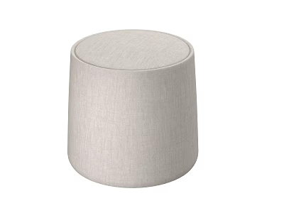 Round Light Beige Sofa Stool With Upholstered Fabric And Modern Design 3d model