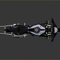 Black White And Blue Racing Motorcycle With Sporty Design And Blue Wheels