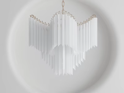 Elegant Modern Chandelier With White Vertical Panels And Gold Metal Accents 3d model