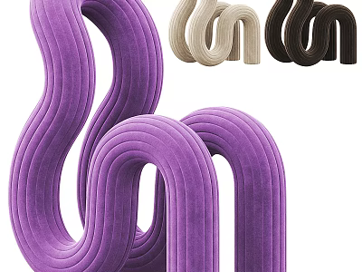 Curved Wavy Design Accent Chair In Purple Beige And Dark Brown Velvet Upholstery 3d model