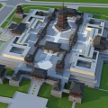 Ancient Chinese Architecture Complex Featuring Traditional Pagodas And Symmetrical Courtyard Design
